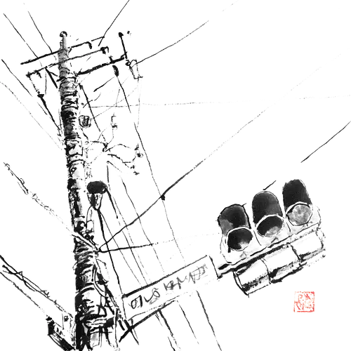 tokyo wires - tokyo, wires, street, sumie, japan
